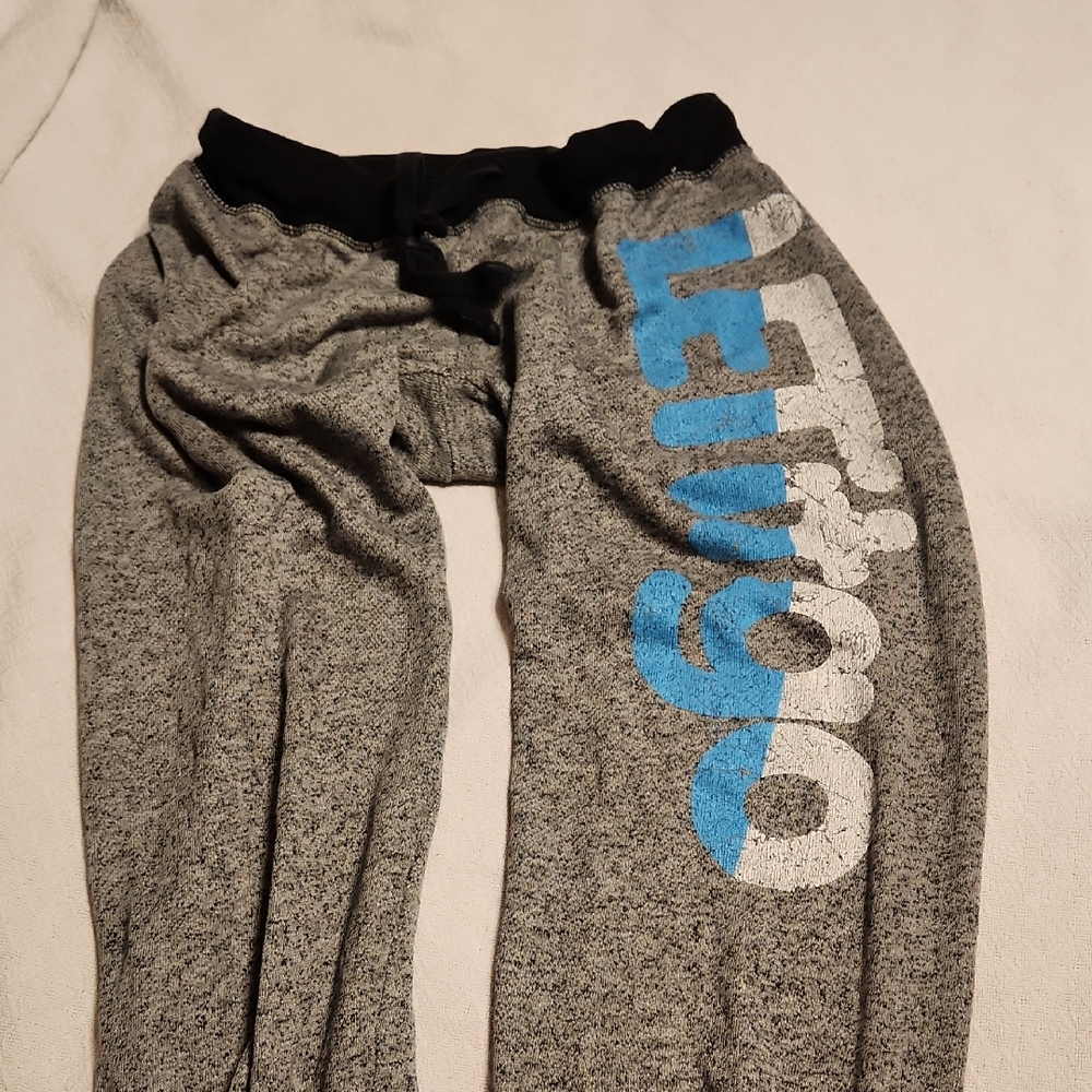 Unk Gray and Black Joggers with Blue and White Print